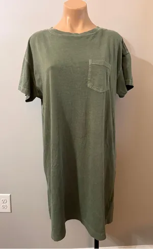 Old Navy T-shirt Dress Washed Olive Green Medium thumbnail 1