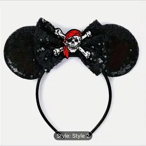 Adorable Pirate spooky themed headband Mouse ears thumbnail 2