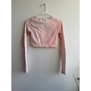Lululemon Ebb to Street Long Sleeve Ribbed Crop Top Pink‎ Size 4 dye thumbnail 4