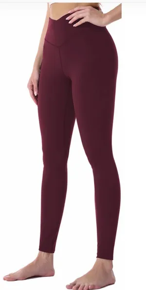 High-Waist Sculpting Leggings in Burgundy thumbnail 1