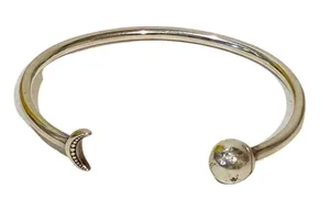 Pandora STERLING Silver 925 Crescent‎ Moon Stars Bangle Bracelet Jewelry thumbnail 1