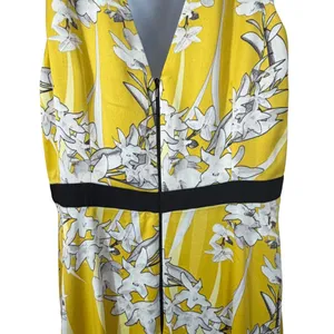 Coast Larrison Printed Satin Faux Wrap Midi Dress Yellow Floral 12 Wedding Guest thumbnail 6