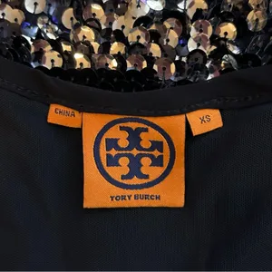 Tory Burch Black‎ & Silver Sequin V Neck Sleeveless Silk Mini Dress Size XS thumbnail 5