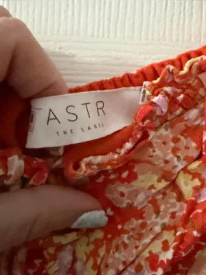 ASTR The Label Orange Floral Milkmaid Ruched Midi Dress Size M thumbnail 6