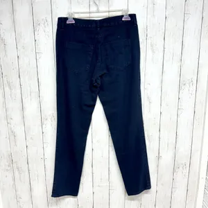 Loft Pants Women Sz 0‎ Dark Navy Denim High Rise Relaxed Straight Zip Fly Casual thumbnail 5