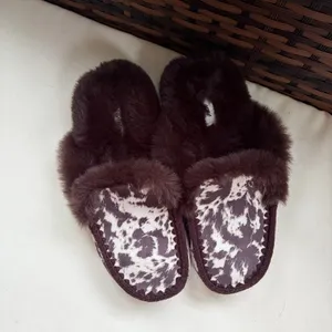 Cowhide print slippers thumbnail 3