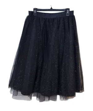 Orsay Sparkle Black Tulle A-Line Midi Skirt Size 40 (Large) thumbnail 1