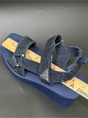 GUESS Dawsin Denim Rhinestone Embellished Straps EVA Soles Wedge Sandals Size 6 thumbnail 15