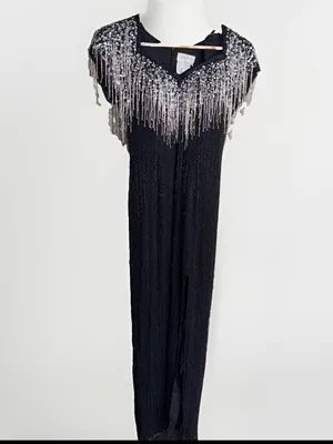 Alyce Designs Cascading Beads Formal Maxi Dress Gown 8 thumbnail 12