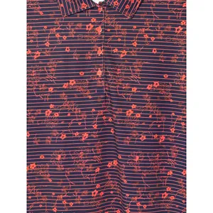 Lady Hagen Women's Medium‎ Floral Golf Polo Shirt Striped Navy Red thumbnail 5