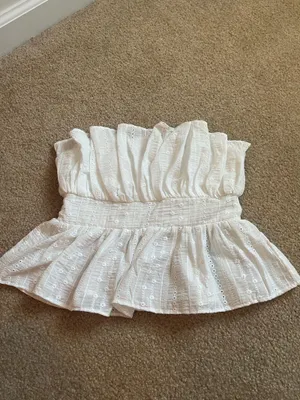 White crop top with ruffles for summer TJ Maxx  thumbnail 1