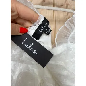 NWT Lulus Forever Celebrated White Swiss Dot Ruched Tulle Midi Dress Size M thumbnail 7