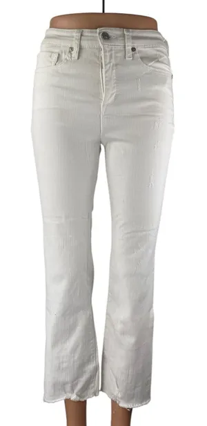 Scoop Women's White High Waisted Flared Bootcut Y2K Cropped Denim Jeans Size 4 thumbnail 1