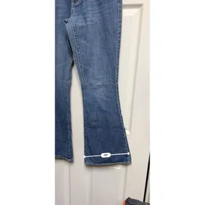 American Eagle Women Blue‎ Medium Wash Low Rise Wide Leg Flare Jeans Size 4? thumbnail 6