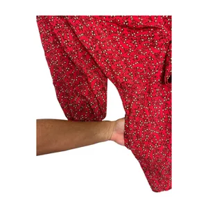 Free People Clara Dress Womens Extra Small Red Floral 3 4 Sleeve Tie Front Boho thumbnail 4