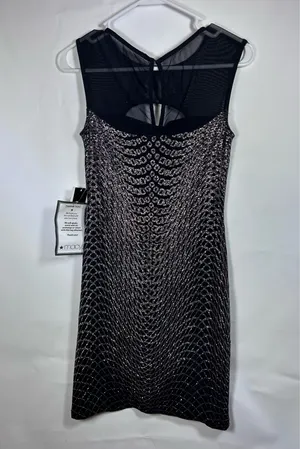 Jump Apparel Black Gold Metallic Art Deco Mesh Dress Juniors 1/2 NWT thumbnail 2