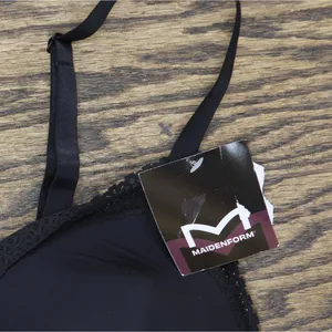 NWT Maidenform Womens Lace Trim Triangle Rib Bralette Black 2XL thumbnail 4