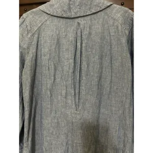 Free People “Done Up In Denim” Sz Small Blue Mini Dress Deep V Shawl Collar Boho thumbnail 10