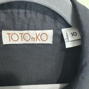 Toto N Ko Women’s Black Linen Western Style Button Front Shirt Lace Inset Sz 10 thumbnail 3