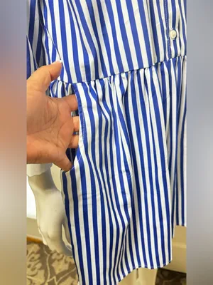 Tuckernuck Blue and White Striped Button-Front Shirt Dress Size Medium thumbnail 7