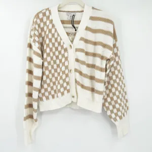 NEW Sincerely Jules Womens‎ Fall Preppy Check Striped Crop Cardigan Sweater XL thumbnail 2