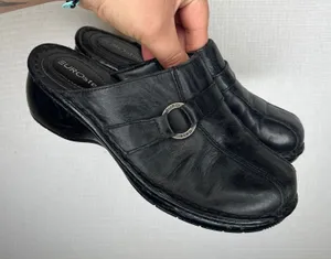 Eurostep Sonata Black Leather Mules Clogs Wedge Slip On Shoes 7M 75207-1 thumbnail 1