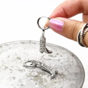 Stainless Steel Silver Cowboy Boot Earrings thumbnail 4
