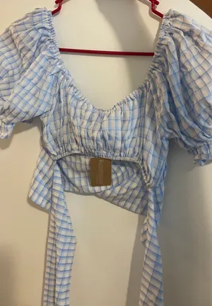 Vestique Plaid Wrap Crop Top thumbnail 2
