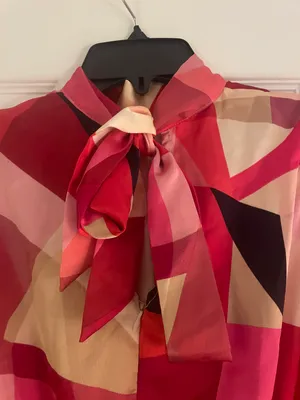Long Sleeve Multi Colored Silk Dress thumbnail 4