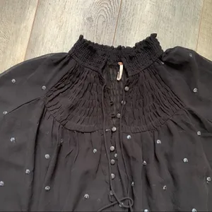 Free People Ready to Run Chiffon Boho Top Sheer Black Size XS thumbnail 5