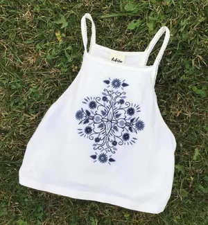 Revolve Tokyo Darling white embroidered crop top. Size Medium thumbnail 1
