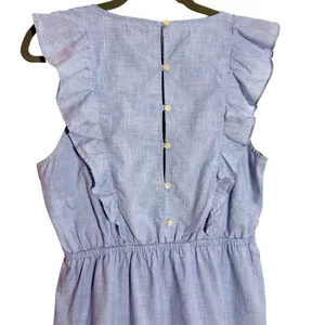 Madewell Chambray Cotton Sleeveless Ruffle Mini Dress Size 10 thumbnail 4