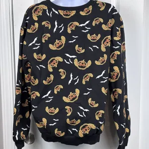 Disney Stitch Black Pumpkin Jack o lantern Bat Sweatshirt Halloween M(7-9) thumbnail 2