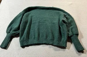 Altar’d State Dark Forest Green Balloon Sleeve Sweater Size Small EUC thumbnail 5