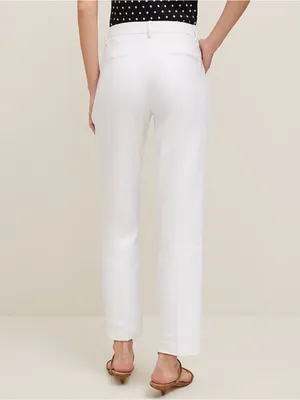 Ann Taylor Linen Blend‎ Eva Mid-Rise Slim Leg Tapered Ankle Pants White Size 6 thumbnail 3