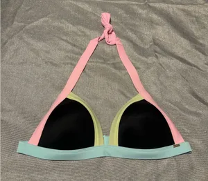 PINK Victoria's Secret Black, Pink, and Mint Bikini Top thumbnail 1