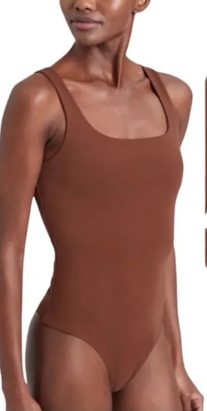 BANANA REPUBLIC tank top bodysuit thong snap style rich dark brown NEW size S thumbnail 1