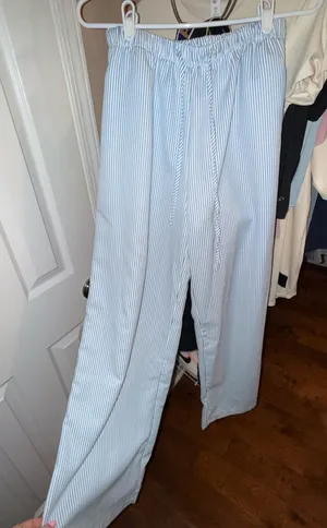 Blue and white striped linen pants Multiple Size M thumbnail 1