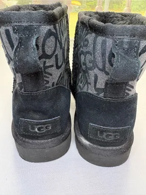 UGG Classic Mini Sparkle Graffiti Black Boots Women’s 7 1107034 thumbnail 3