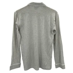 J.Crew Re-Imagined Striped Lyocell Viscose‎ Pajama Top Grey White Long Sleeve XS thumbnail 2