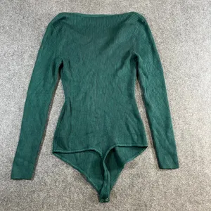 Abercrombie & Fitch Green Ribbed Long‎ Sleeve V-Neck Bodysuit Large thumbnail 2