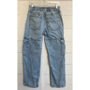 Aeropostale Womens Low Rise Cargo Jeans Light Wash Blue Straight‎ Leg Size S thumbnail 11