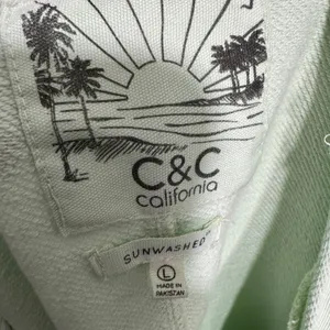 C&C California Sweatshirt‎ Womens Large Mint Green Sunwashed Cropped Seam Detail thumbnail 3