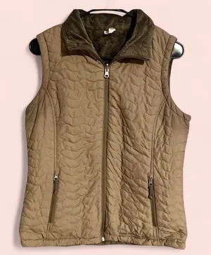 Women’s Free Country Quilted Vest With Faux Fur Lining Brown Tan Size Medium thumbnail 1