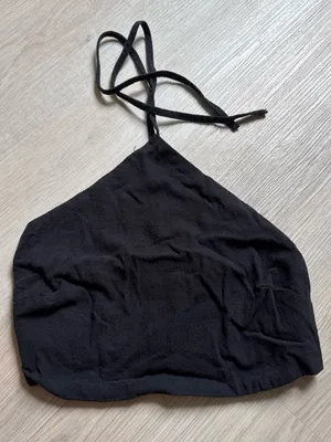 Cotton On Black Halter Crop Top thumbnail 1