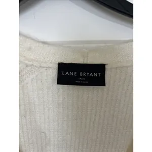 Lane Bryant V Neck Cardigan Pointelle Balloon Sleeve 14/16 1X Cream Twee Coquett thumbnail 5