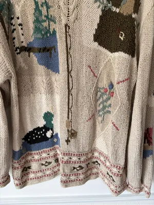 Woolrich Linen Cotton Sweater Fishing Pole Duck Long size XL thumbnail 7