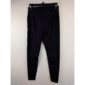 Alo Moto Leggings Women S Black Stretch Moto Ribbed Panels Athleisure Minimalist thumbnail 4