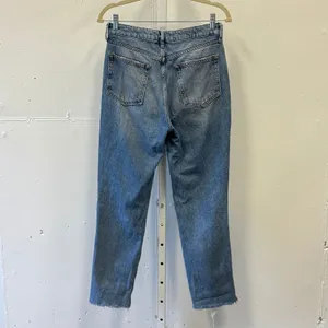 H&M Divided Womens High Waist Mom Jeans Blue Distressed Raw Hem Size 8 06116787 thumbnail 2