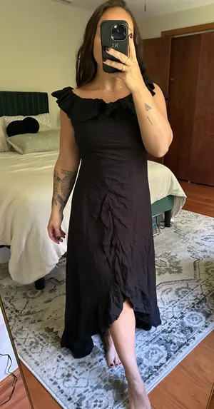 Black Off The Shoulder High Low Dress thumbnail 1